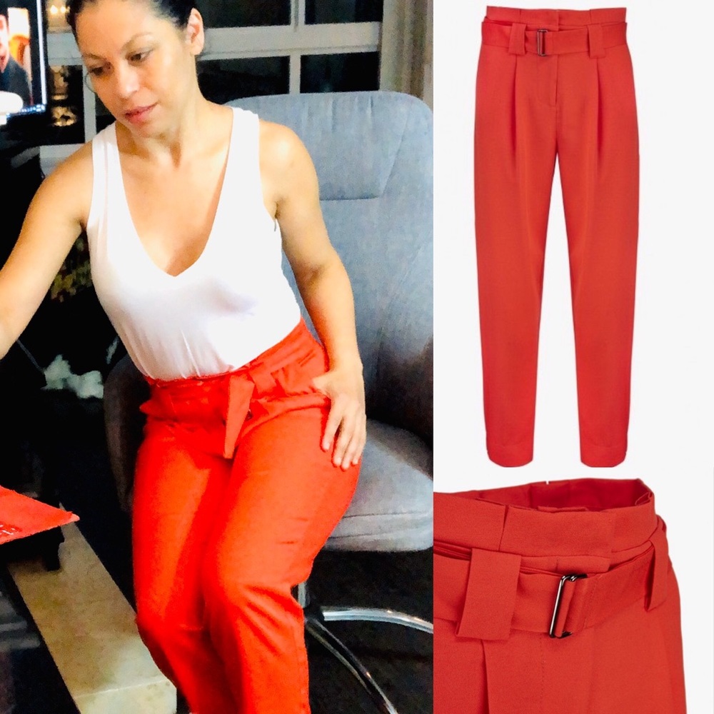 NWT Red Trousers Paperbag